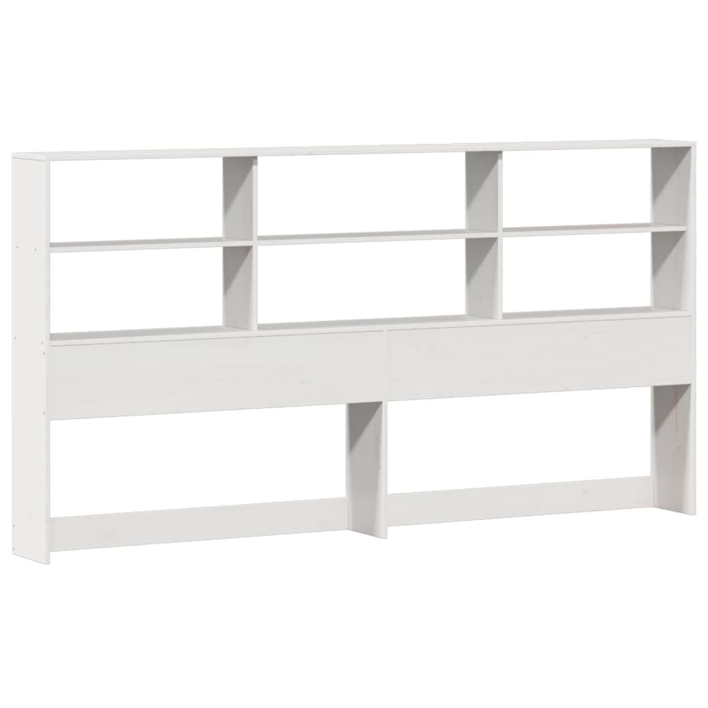 Seng med bokhylle uten madrass hvit 180x200 cm heltre furu