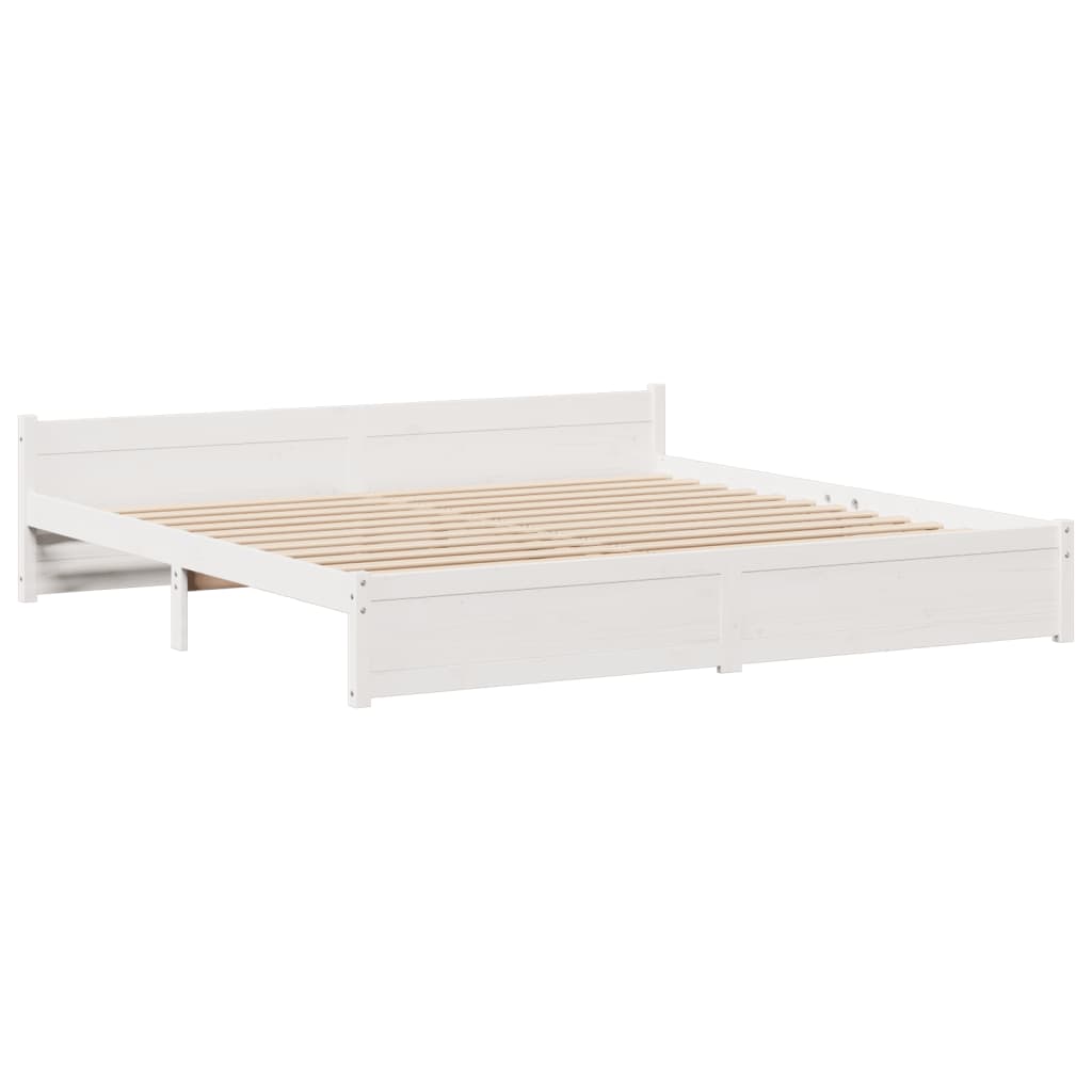 Seng med bokhylle uten madrass hvit 180x200 cm heltre furu