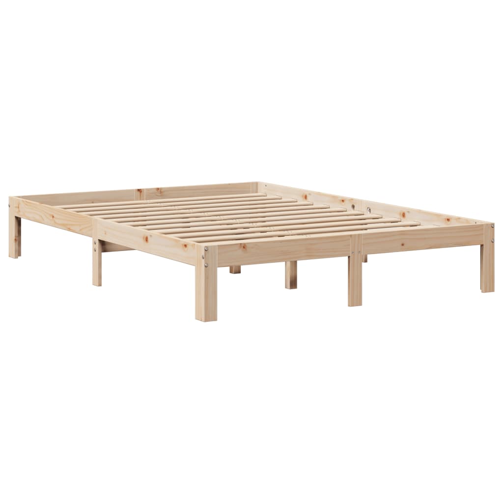 Seng med bokhylle uten madrass 135x190 cm heltre furu