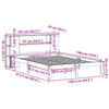Seng med bokhylle uten madrass 135x190 cm heltre furu