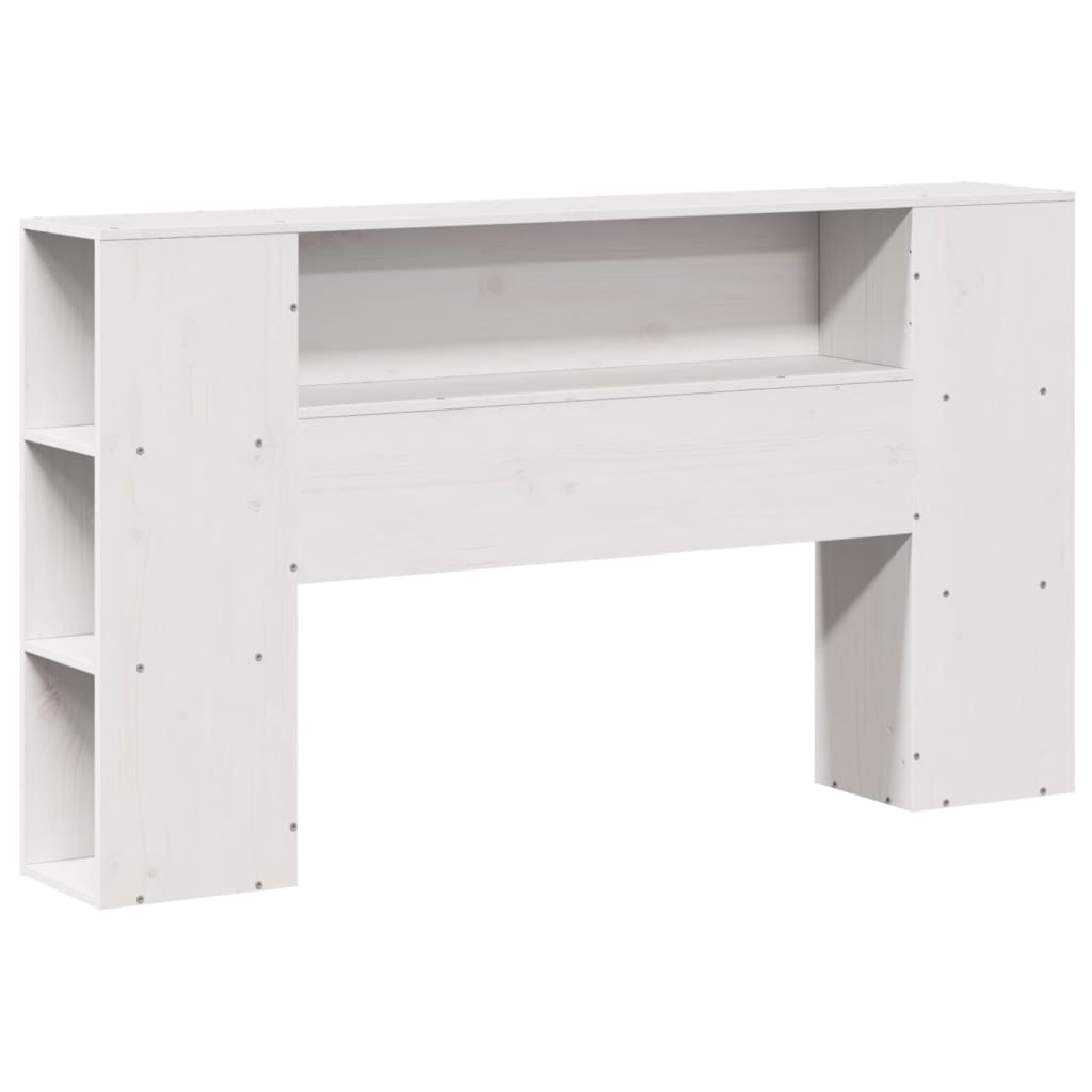 Seng med bokhylle uten madrass hvit 135x190 cm heltre furu