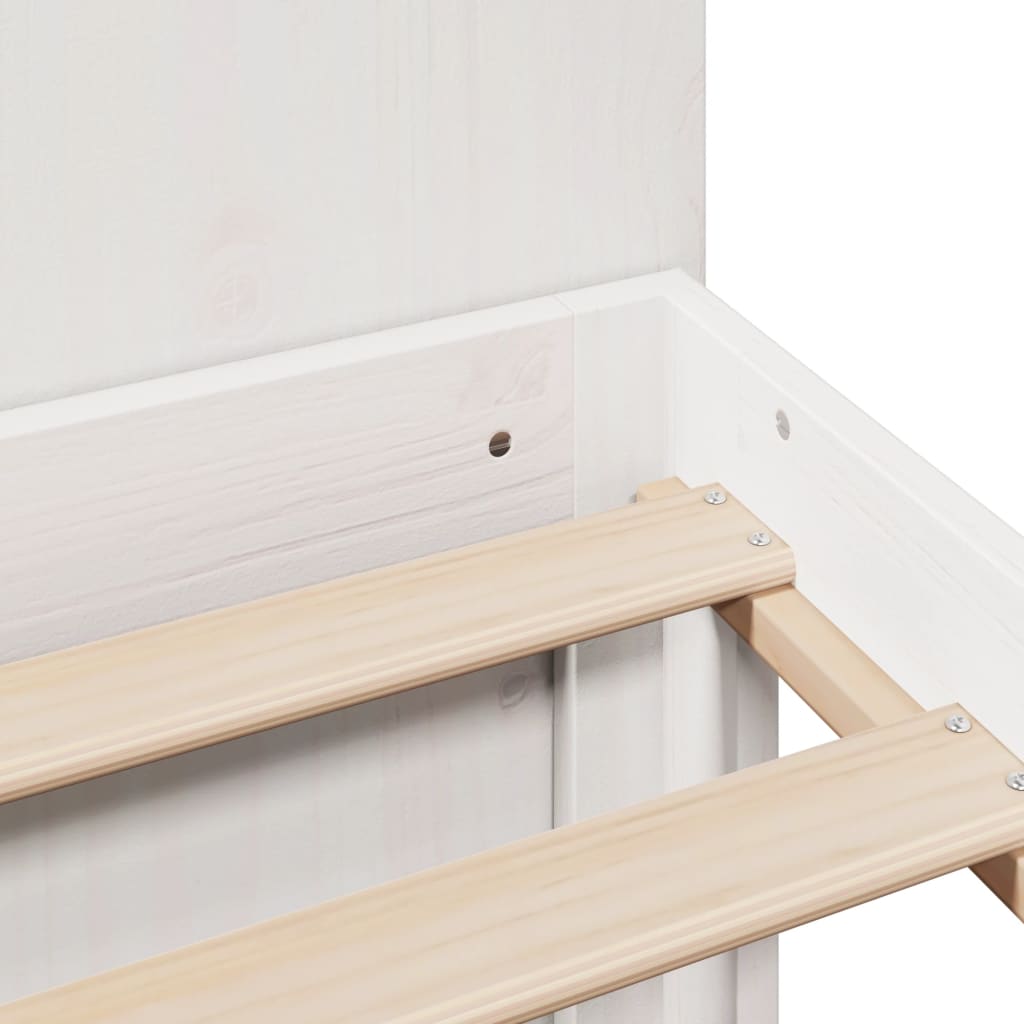 Seng med bokhylle uten madrass hvit 140x200 cm heltre furu