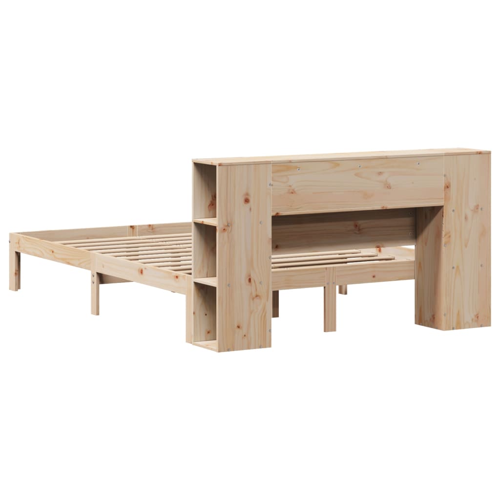 Seng med bokhylle uten madrass 160x200 cm heltre furu