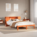 Seng med bokhylle uten madrass voksbrun 140x190 cm heltre furu
