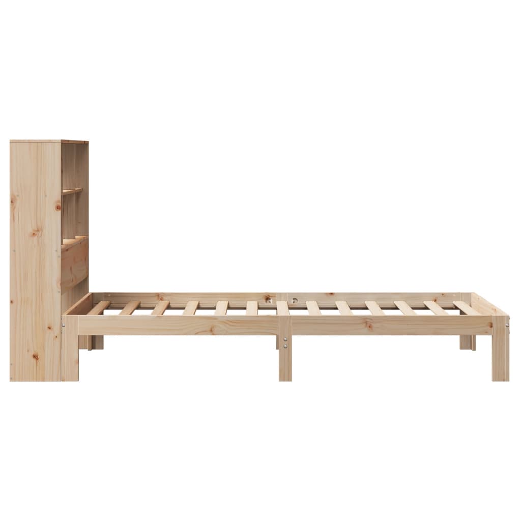 Seng med bokhylle uten madrass 90x190 cm heltre furu