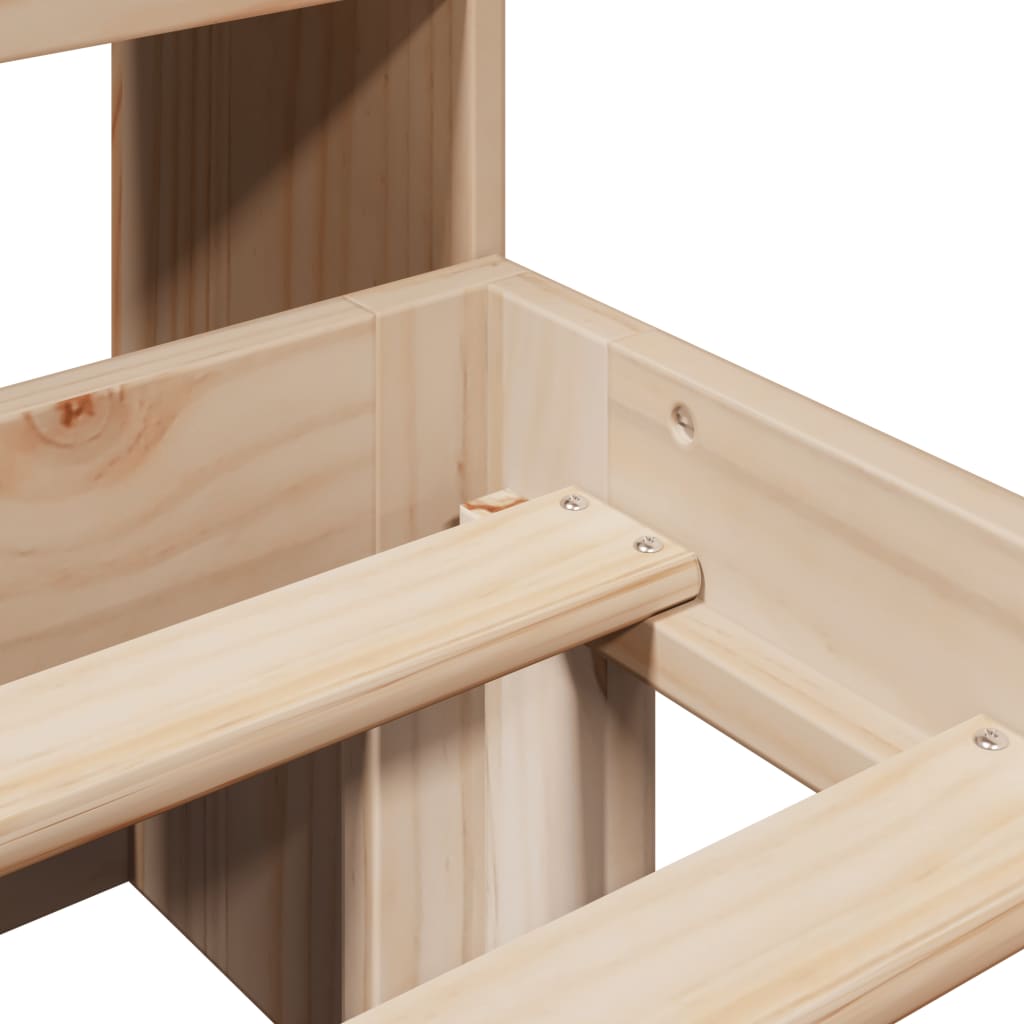 Seng med bokhylle uten madrass 90x200 cm heltre furu