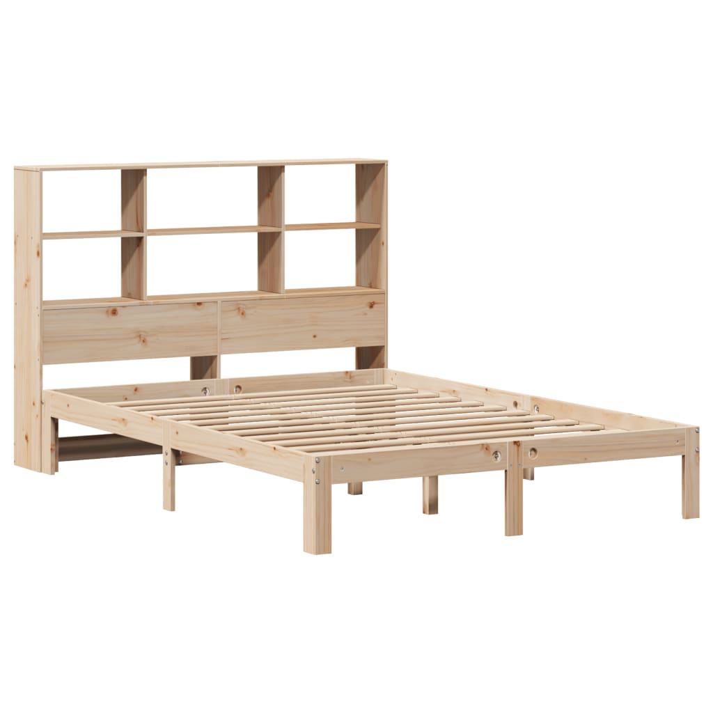 Seng med bokhylle uten madrass 120x200 cm heltre furu