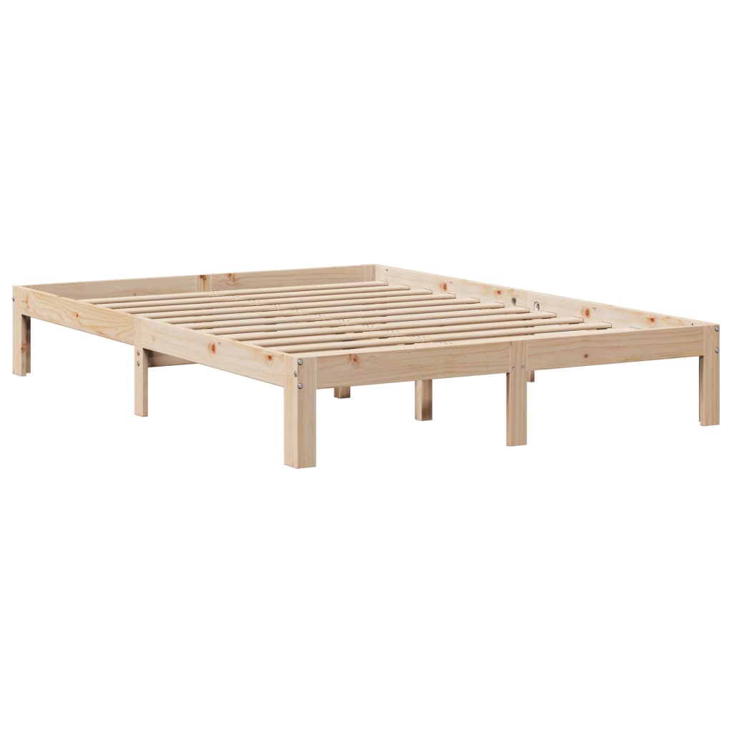 Seng med bokhylle uten madrass 120x200 cm heltre furu
