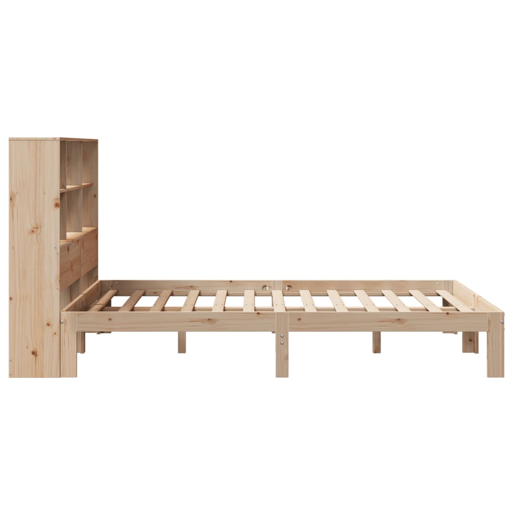 Seng med bokhylle uten madrass 120x200 cm heltre furu