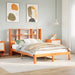 Seng med bokhylle uten madrass voksbrun 135x190 cm heltre furu