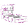 Seng med bokhylle uten madrass 90x190 cm heltre furu