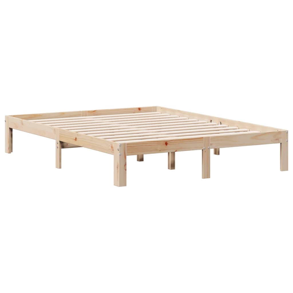 Seng med bokhylle uten madrass 135x190 cm heltre furu