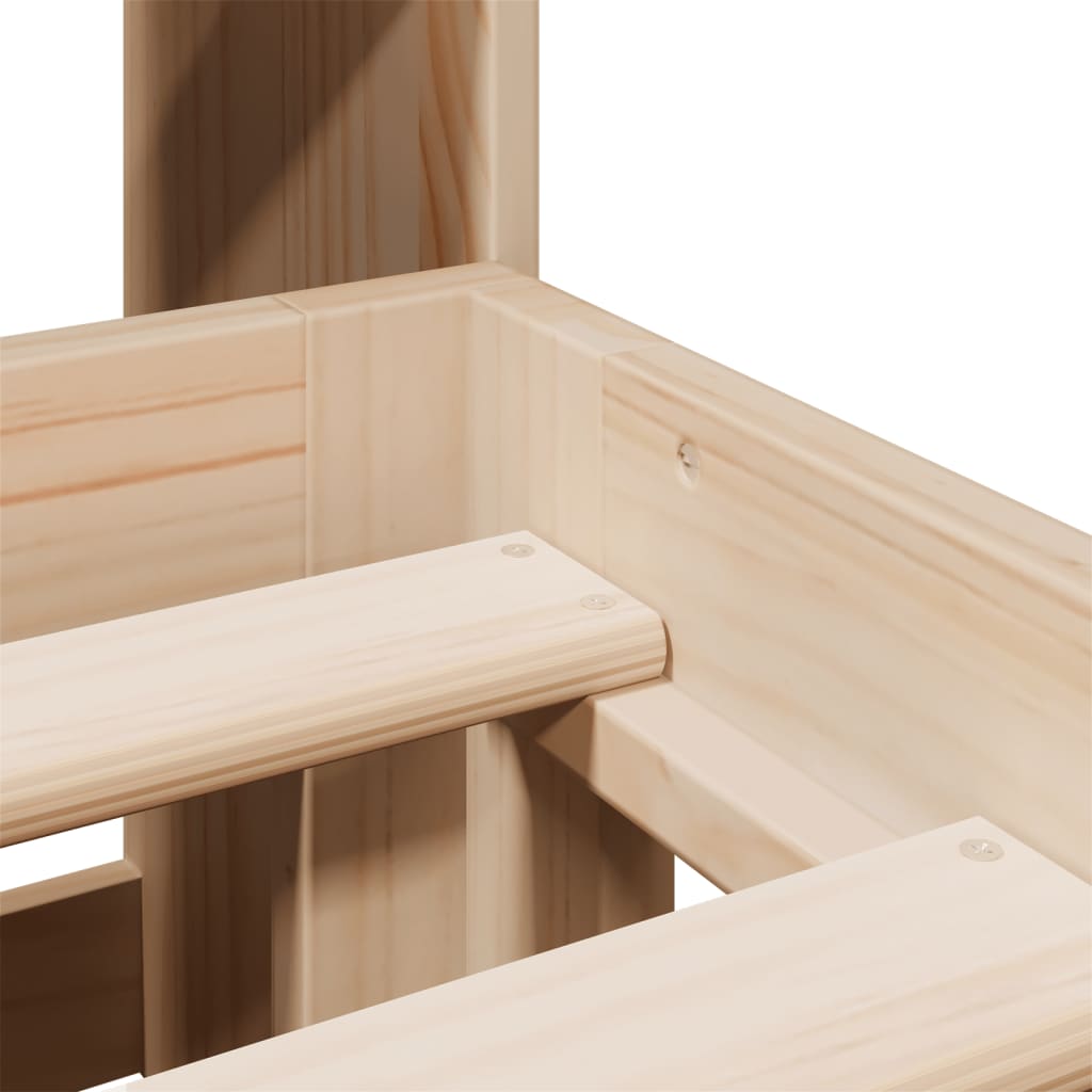 Seng med bokhylle uten madrass 135x190 cm heltre furu