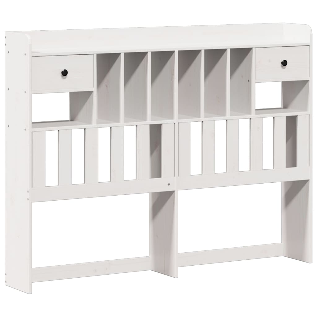 Seng med bokhylle uten madrass hvit 140x190 cm heltre furu