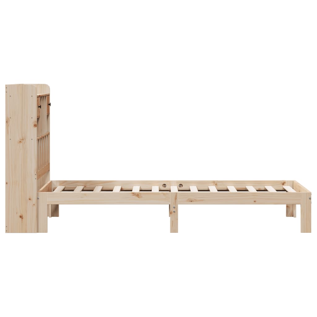 Seng med bokhylle uten madrass 90x200 cm heltre furu