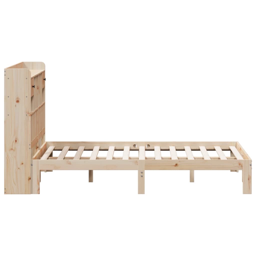 Seng med bokhylle uten madrass 140x200 cm heltre furu