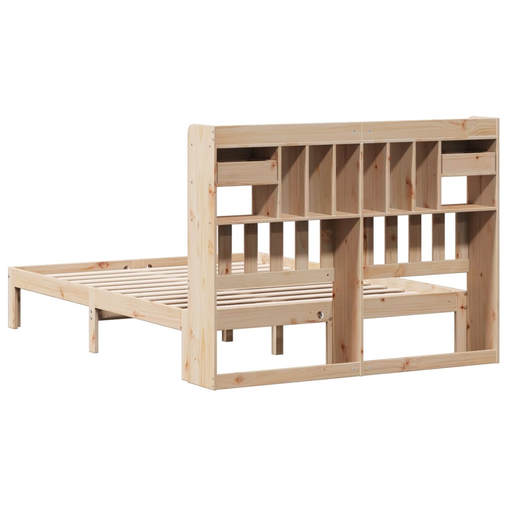 Seng med bokhylle uten madrass 140x200 cm heltre furu