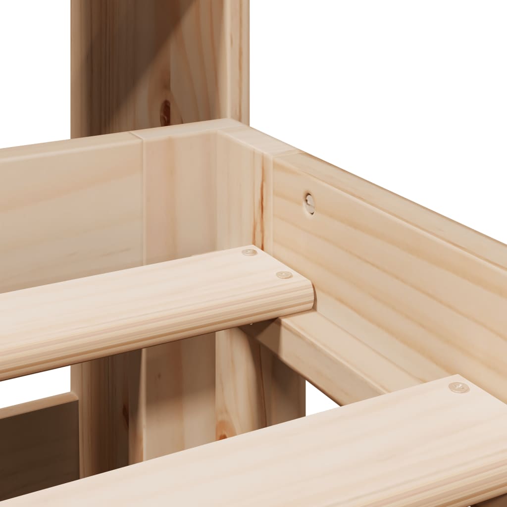 Seng med bokhylle uten madrass 180x200 cm heltre furu