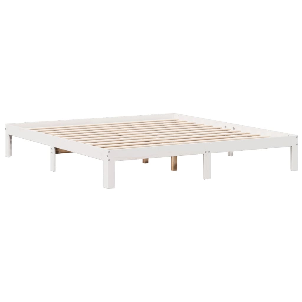 Seng med bokhylle uten madrass hvit 180x200 cm heltre furu