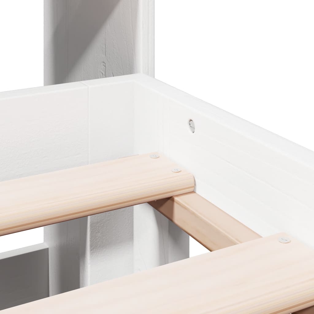 Seng med bokhylle uten madrass hvit 180x200 cm heltre furu