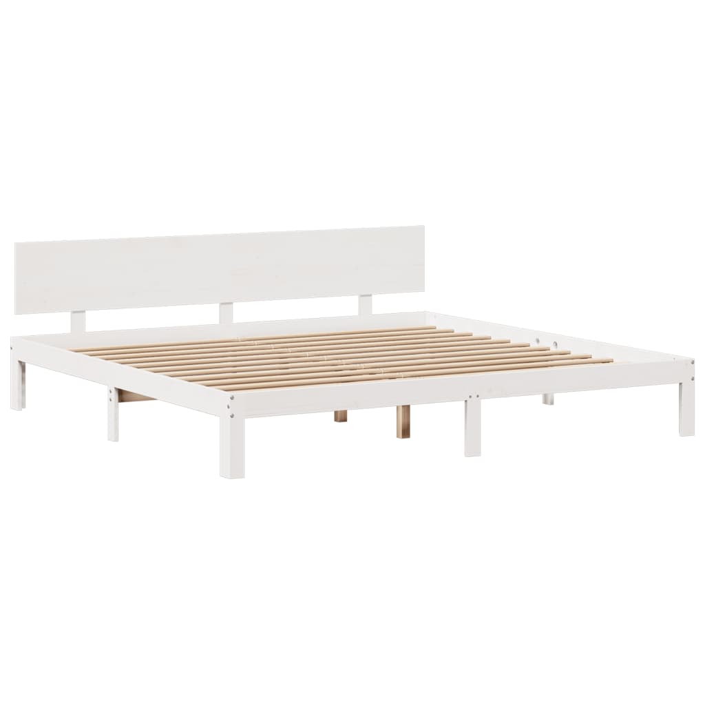 Seng med bokhylle uten madrass hvit 180x200 cm heltre furu