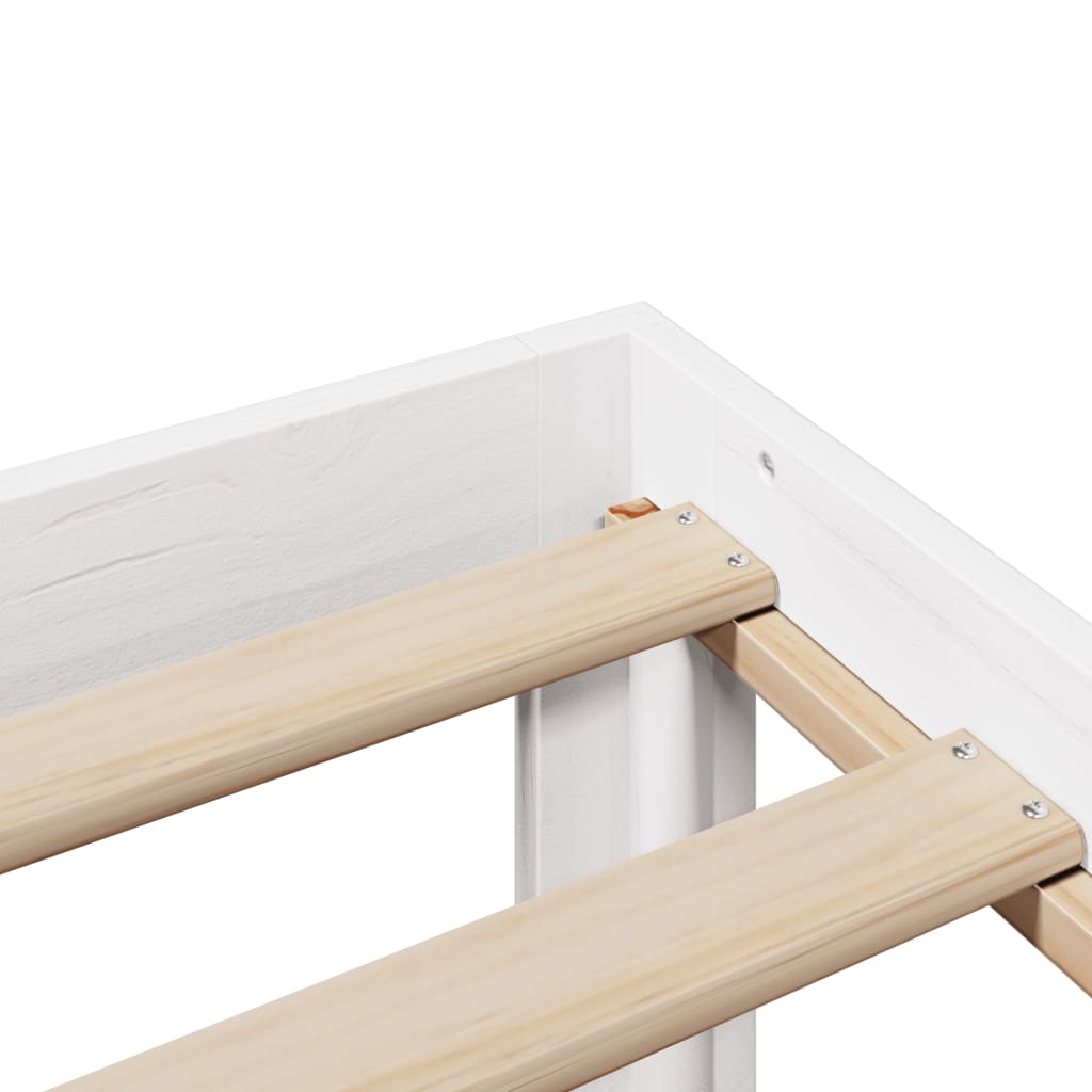 Seng med bokhylle uten madrass hvit 180x200 cm heltre furu