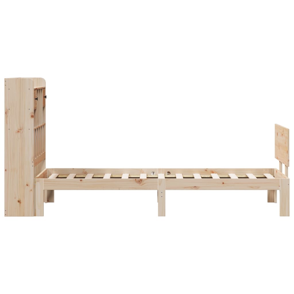 Seng med bokhylle uten madrass 75x190 cm heltre furu