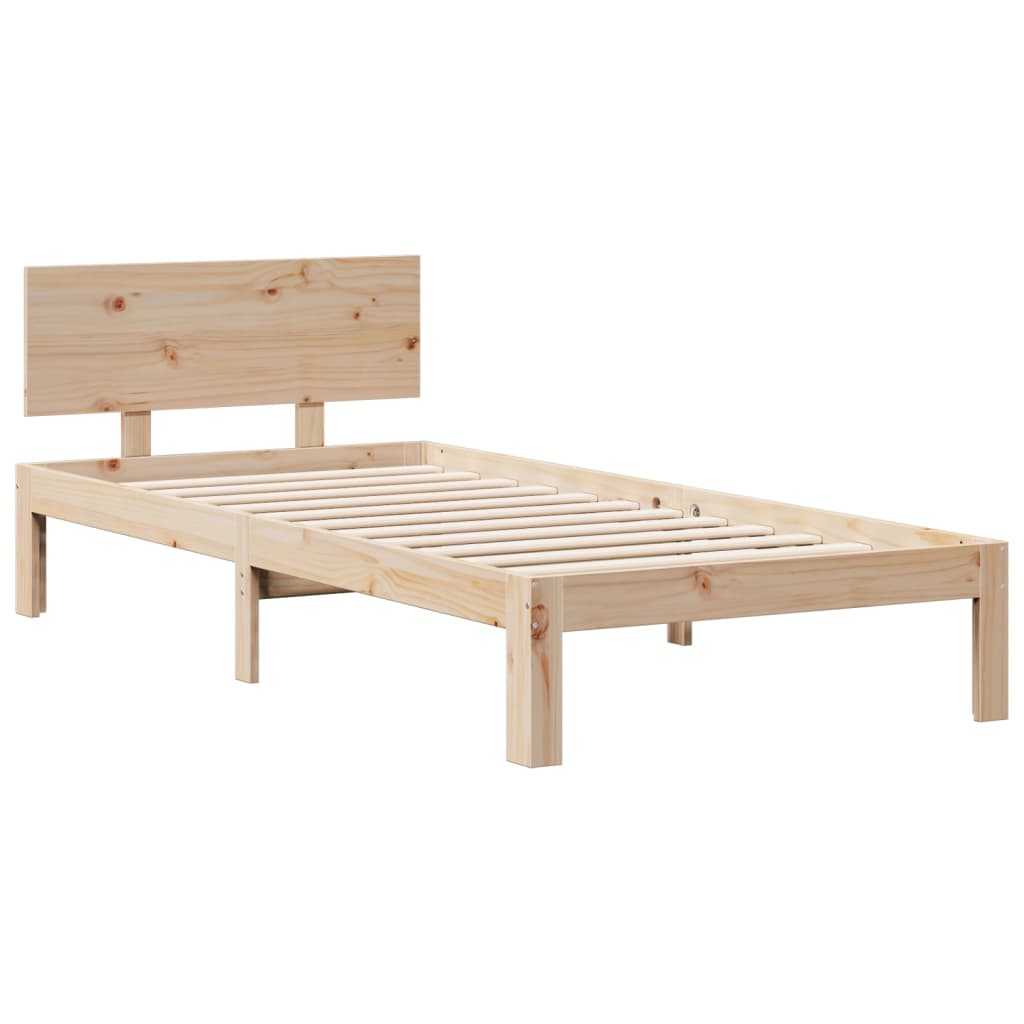 Seng med bokhylle uten madrass 75x190 cm heltre furu