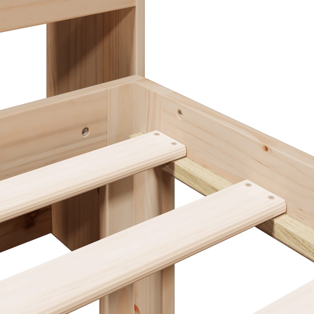 Seng med bokhylle uten madrass 75x190 cm heltre furu