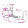 Seng med bokhylle uten madrass 90x190 cm heltre furu
