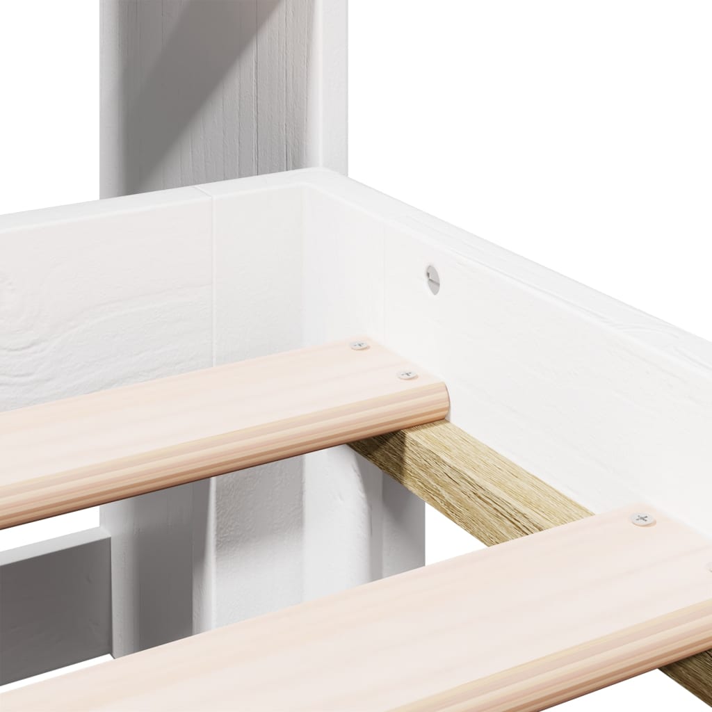 Seng med bokhylle uten madrass hvit 135x190 cm heltre furu