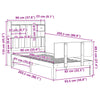 Seng med bokhylle uten madrass hvit 90x200 cm heltre furu