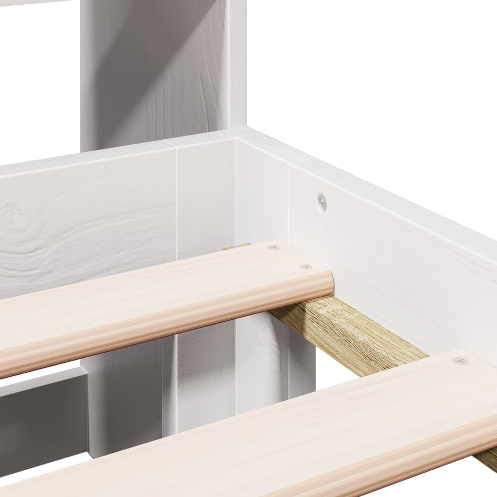 Seng med bokhylle uten madrass hvit 150x200 cm heltre furu