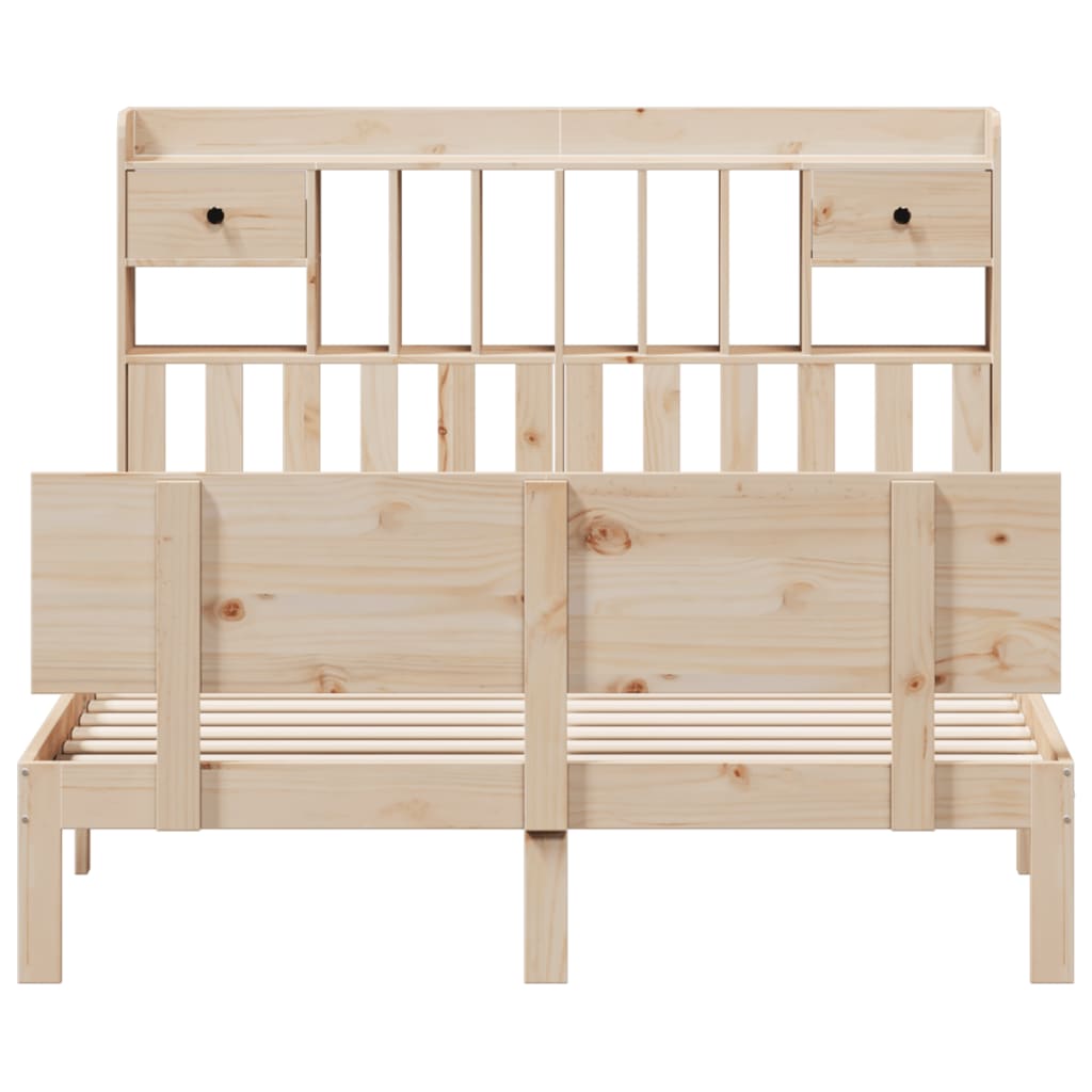 Seng med bokhylle uten madrass 160x200 cm heltre furu