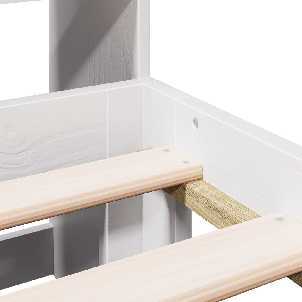 Seng med bokhylle uten madrass hvit 160x200 cm heltre furu