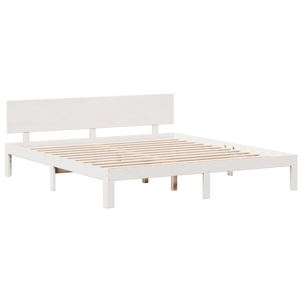 Seng med bokhylle uten madrass hvit 180x200 cm heltre furu