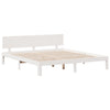 Seng med bokhylle uten madrass hvit 180x200 cm heltre furu