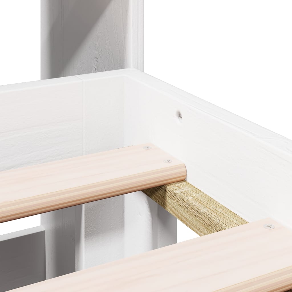 Seng med bokhylle uten madrass hvit 180x200 cm heltre furu