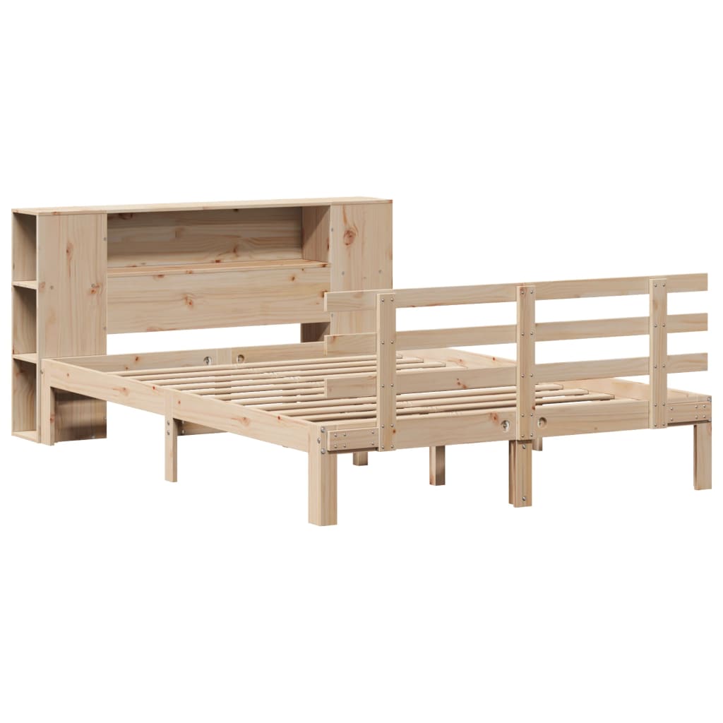 Seng med bokhylle uten madrass 135x190 cm heltre furu