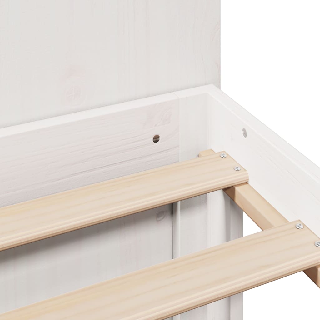 Seng med bokhylle uten madrass hvit 140x190 cm heltre furu