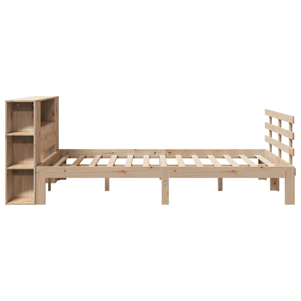 Seng med bokhylle uten madrass 160x200 cm heltre furu