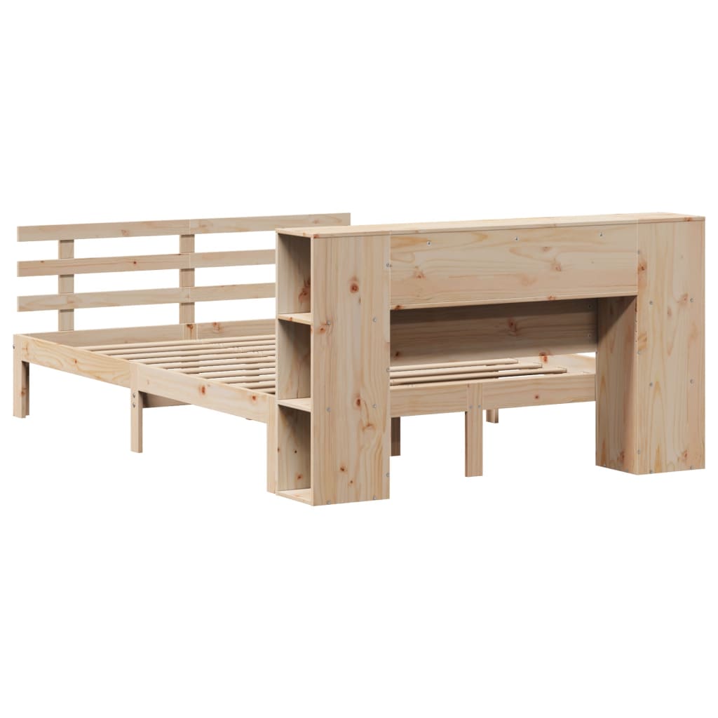 Seng med bokhylle uten madrass 160x200 cm heltre furu