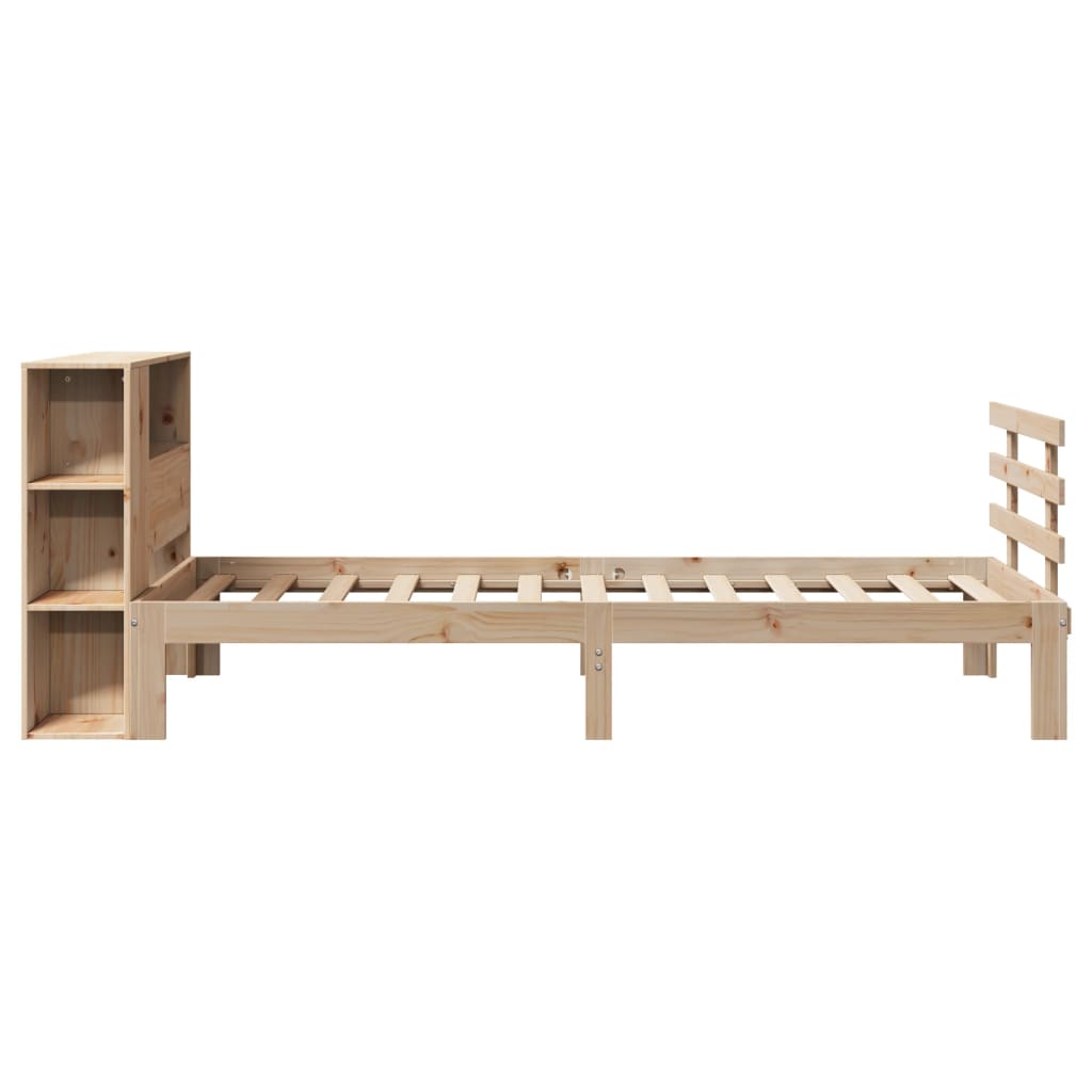 Seng med bokhylle uten madrass 75x190 cm heltre furu