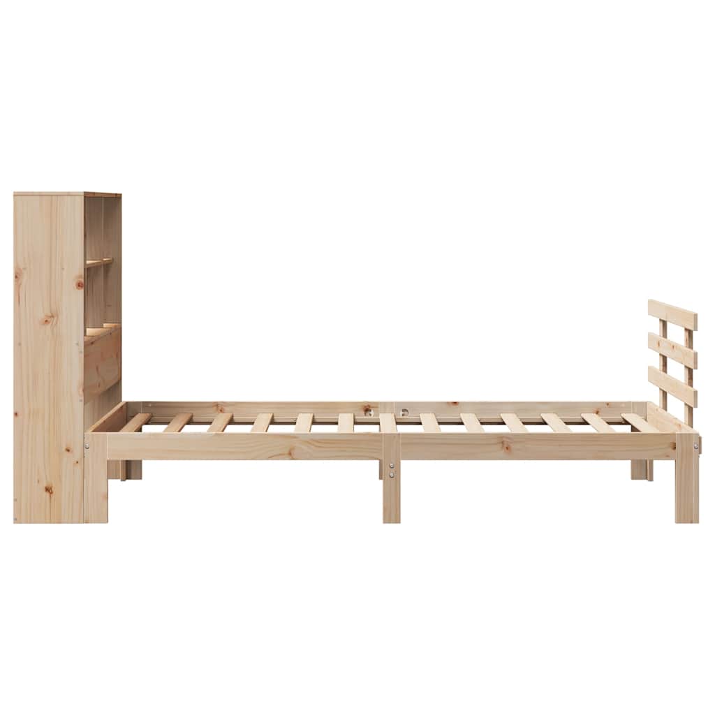 Seng med bokhylle uten madrass 90x190 cm heltre furu