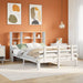 Seng med bokhylle uten madrass hvit 140x200 cm heltre furu