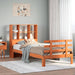 Seng med bokhylle uten madrass voksbrun 75x190 cm heltre furu