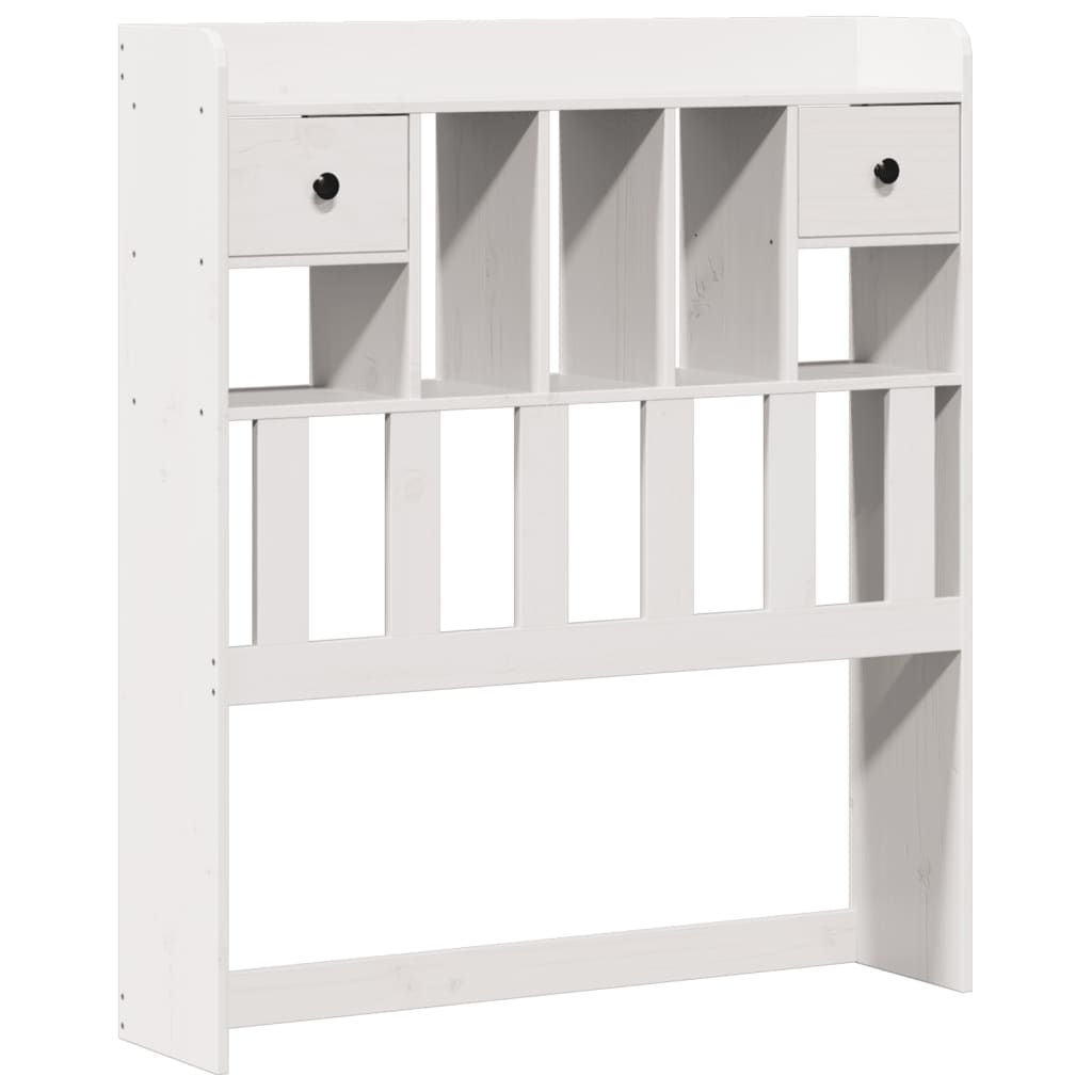 Seng med bokhylle uten madrass hvit 75x190 cm heltre furu