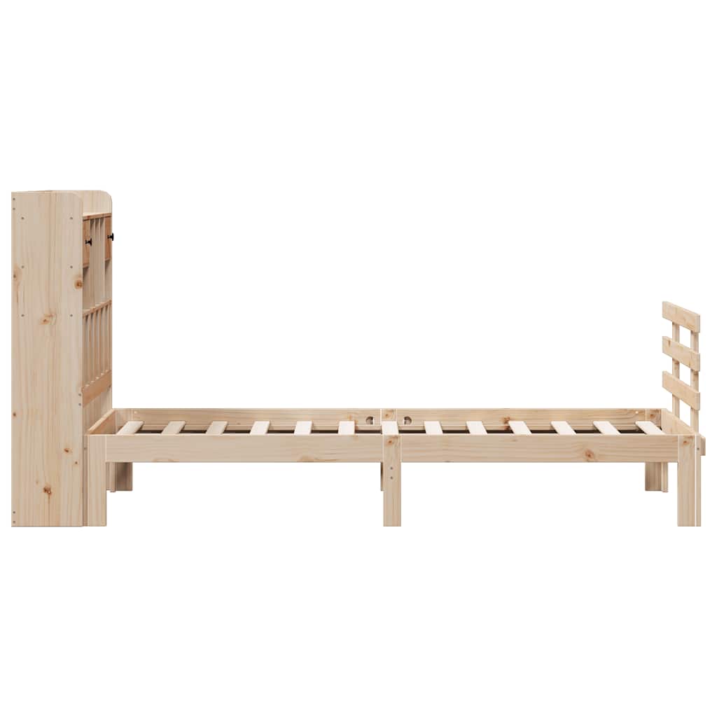 Seng med bokhylle uten madrass 90x190 cm heltre furu