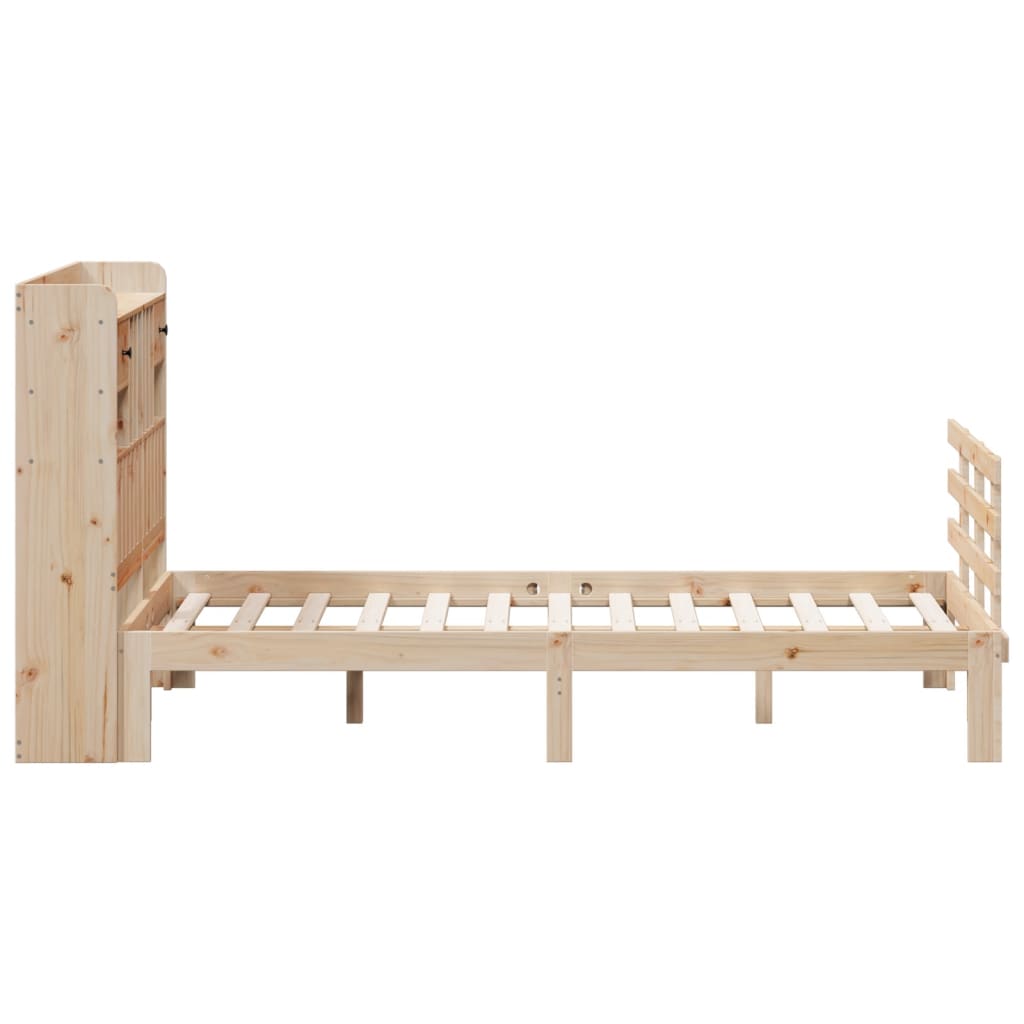 Seng med bokhylle uten madrass 135x190 cm heltre furu