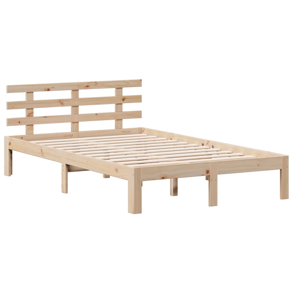 Seng med bokhylle uten madrass 135x190 cm heltre furu